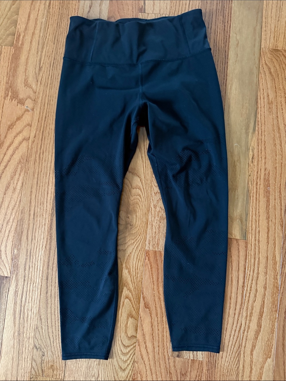 Athleta Black High-Rise Workout Leggings with Perforated Detail